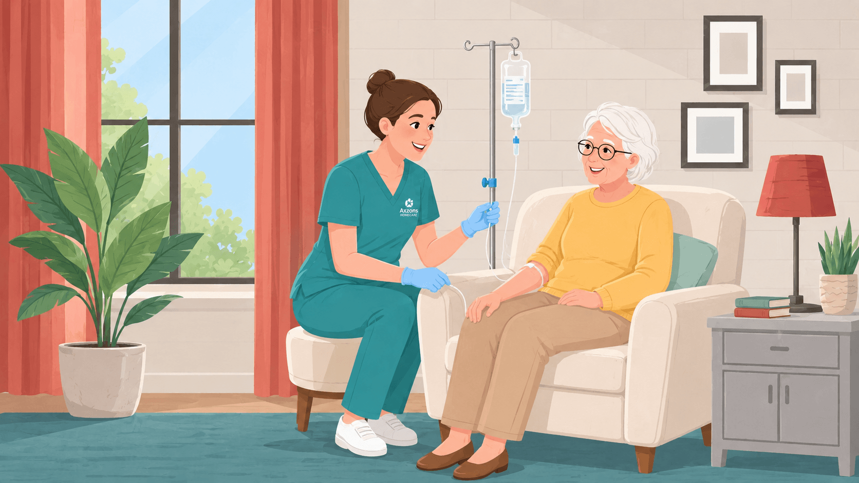 Axzons Homecare nurse providing calm in-home infusion support