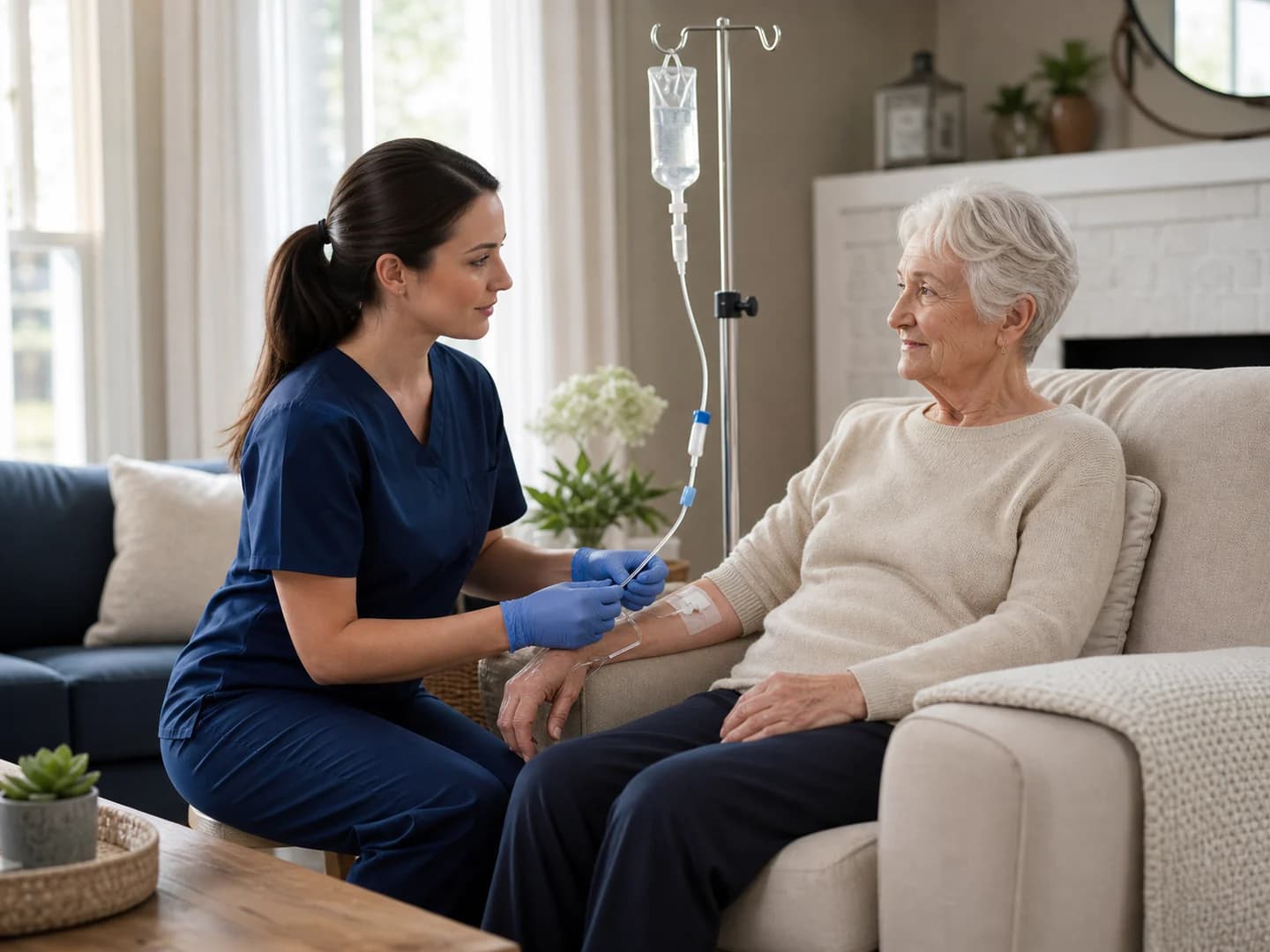 Axzons Homecare nurse providing calm in-home infusion support